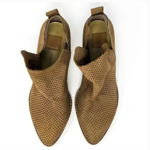Dolce Vita Sonya Perforated Split Shaft Suede Leather Ankle Booties - Size 6.5 - Picture 8 of 10